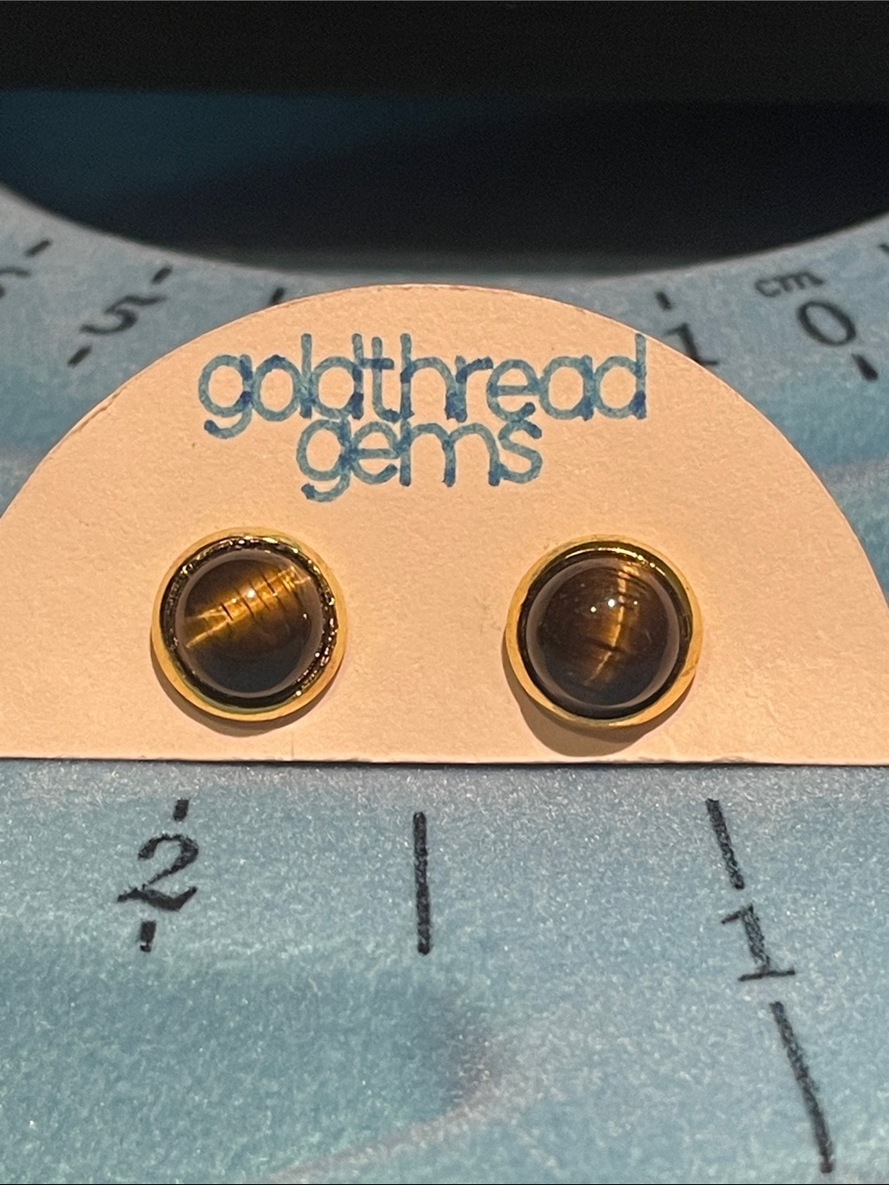 Gold Tiger's Eye Stud Earrings by goldthread gems